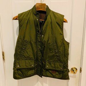 Lauren RL Ralph Lauren Vest Womens Medium Green Hunting Dog Print
